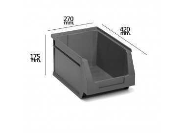 Gaveta Apilable Almacenamiento Gris Nº56 420x270x175 mm.        (4/6)