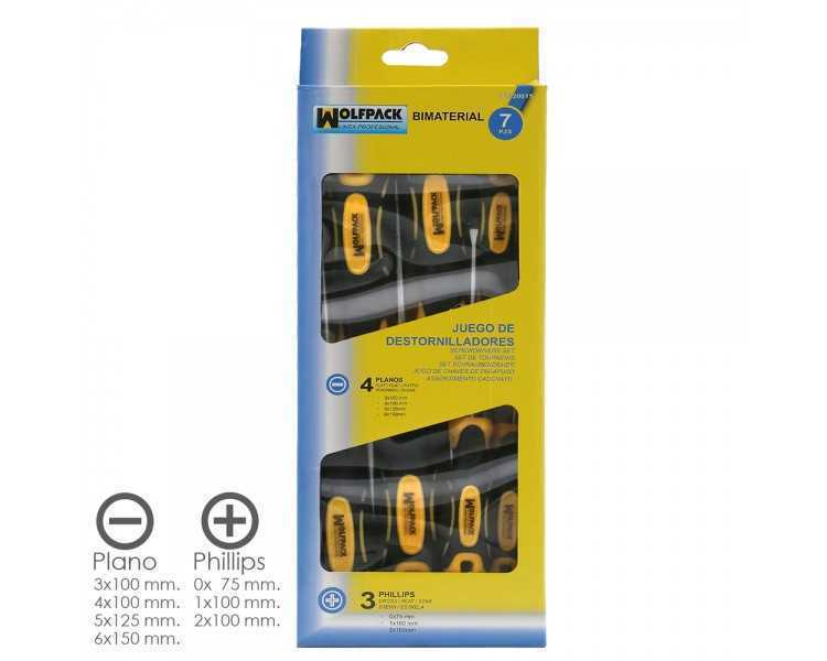 Juego Destornilladores Acero Cromo Vanadio 7 Piezas Con Mango Bimaterial