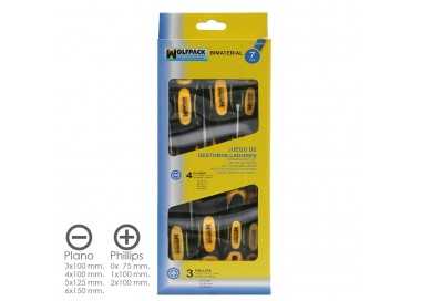 Juego Destornilladores Acero Cromo Vanadio 7 Piezas Con Mango Bimaterial