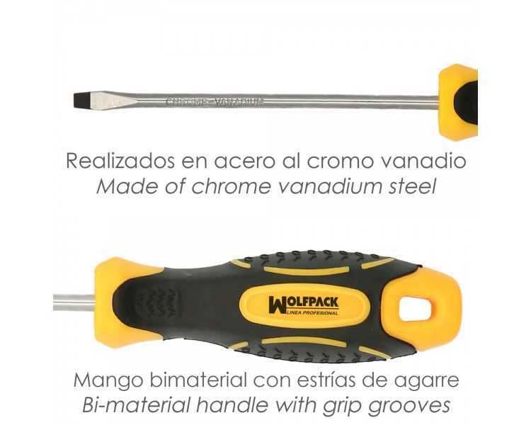 Juego Destornilladores Acero Cromo Vanadio 7 Piezas Con Mango Bimaterial