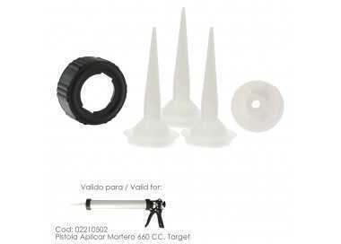 Set Accesorios para Pistola Aluminio / Acero Aplicar Mortero 660 CC. 02210502
