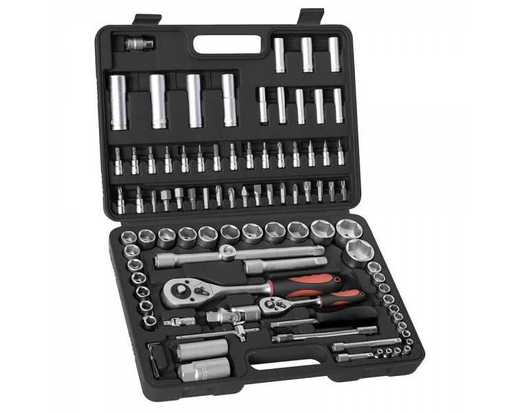 Juego Completo Llaves Vaso, kit 94 Piezas, 1/4"-1/2", Acero Vanadio, Con Maletin
