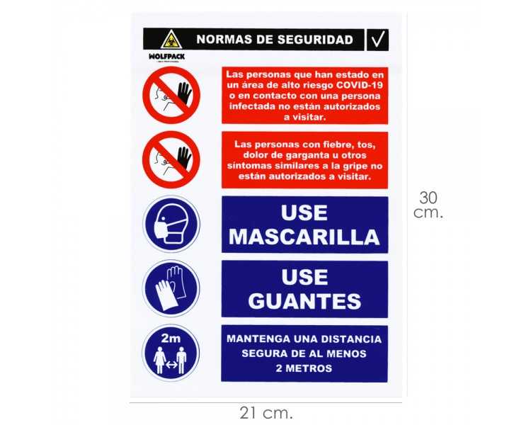 Cartel Combinado Aviso Normas Seguridad 30x21cm.