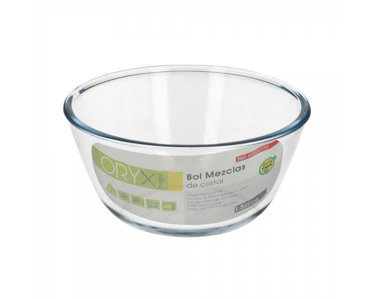 Bol De Cristal, Ideal Para Mezclas. 1.5 Litros. Libre BPA, Cristal De Borosilicato.Ensaladas, Postres, Cocina, Resposteria