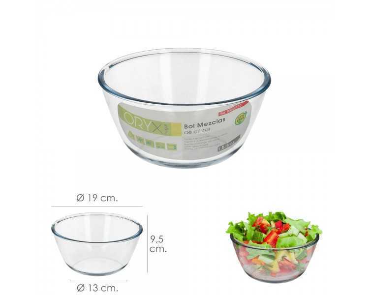 Bol De Cristal, Ideal Para Mezclas. 1.5 Litros. Libre BPA, Cristal De Borosilicato.Ensaladas, Postres, Cocina, Resposteria