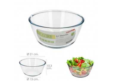 Bol De Cristal, Ideal Para Mezclas. 2.0 Litros. Libre BPA, Cristal De Borosilicato.Ensaladas, Postres, Cocina, Resposteria