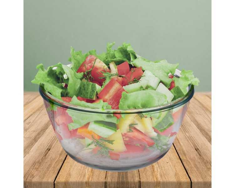 Bol De Cristal, Ideal Para Mezclas. 2.0 Litros. Libre BPA, Cristal De Borosilicato.Ensaladas, Postres, Cocina, Resposteria