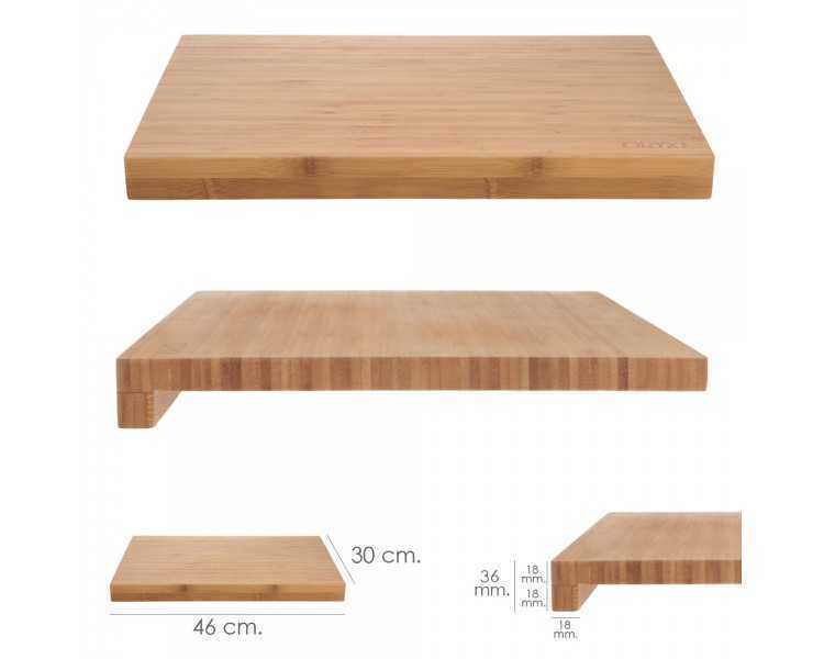Tabla Cortar Cocina Fabricada En Madera De Bambu 100% Con Borde 46x30,5 cm.Tabla Cortar,Carne Pescado,Verduras,Frutas,Alimentos