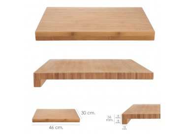 Tabla Cortar Cocina Fabricada En Madera De Bambu 100% Con Borde 46x30,5 cm.Tabla Cortar,Carne Pescado,Verduras,Frutas,Alimentos
