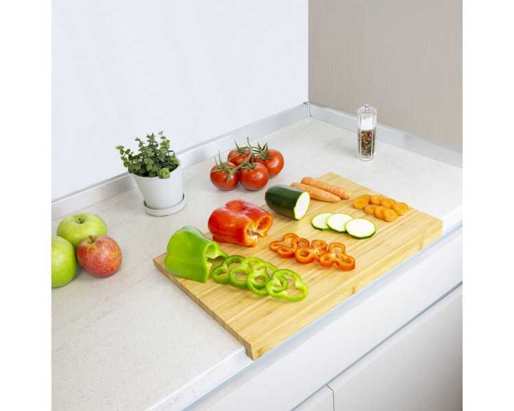 Tabla Cortar Cocina Fabricada En Madera De Bambu 100% Con Borde 46x30,5 cm.Tabla Cortar,Carne Pescado,Verduras,Frutas,Alimentos