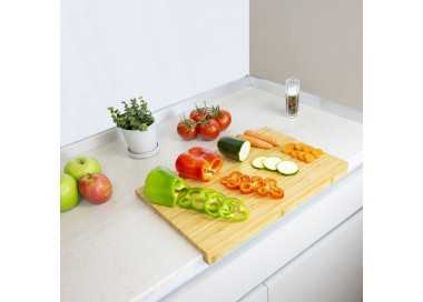 Tabla Cortar Cocina Fabricada En Madera De Bambu 100% Con Borde 46x30,5 cm.Tabla Cortar,Carne Pescado,Verduras,Frutas,Alimentos