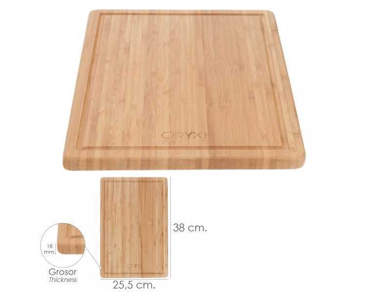 Tabla Cortar Cocina Fabricada En Madera De Bambu 100% Con Ranura 32x25,5 cm.Tabla Cortar,Carne Pescado,Verduras,Frutas,Alimentos