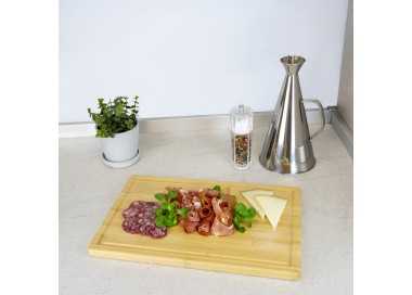 Tabla Cortar Cocina Fabricada En Madera De Bambu 100% Con Ranura 32x25,5 cm.Tabla Cortar,Carne Pescado,Verduras,Frutas,Alimentos