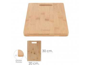 Tabla Cortar Cocina Fabricada En Madera De Bambu 100% Con Asa 30x20 cm.Tabla Cortar,Carne Pescado,Verduras,Frutas,Alimentos