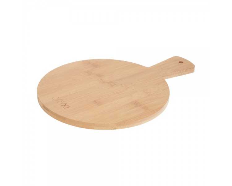 Tabla Cortar Cocina Redonda Hecha En Madera De Bambu 100% Con Mango Ø26x36 cm.Tabla Cortar,Carne Pescado,Verdura,Fruta,Alimentos