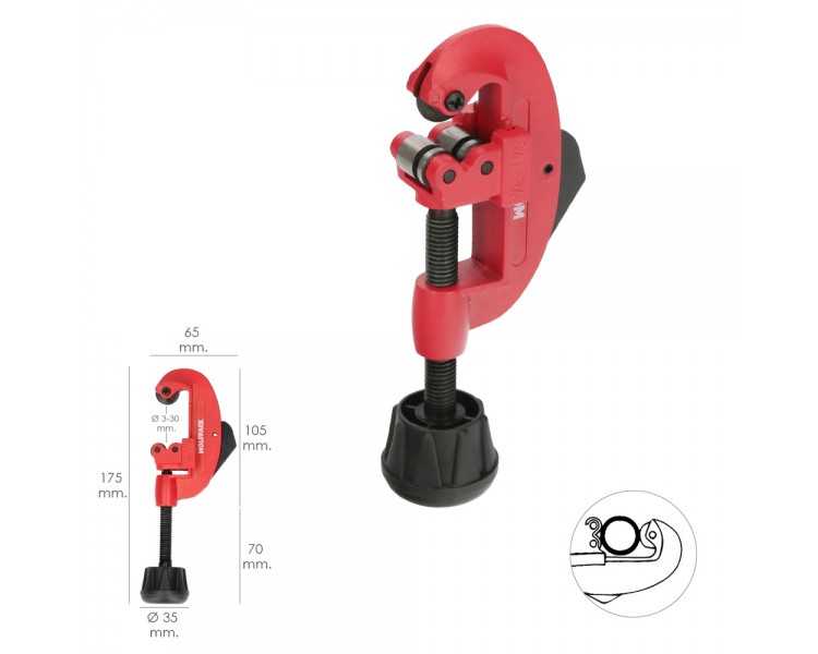 Cortador De Tubos  De Ø 3 A 30 mm. Cuerpo Realizado en Aluminio y Rodel en Acero Templado.
