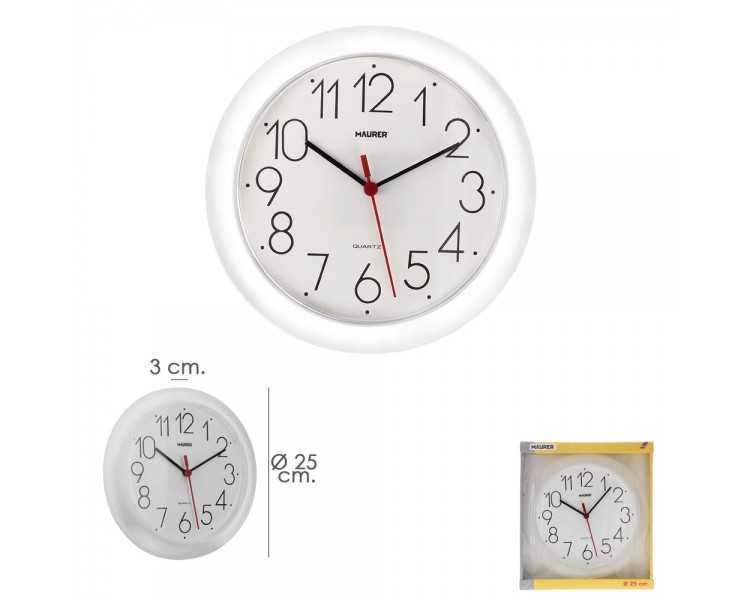 Reloj De Pared Ø 25 cm. Color Blanco