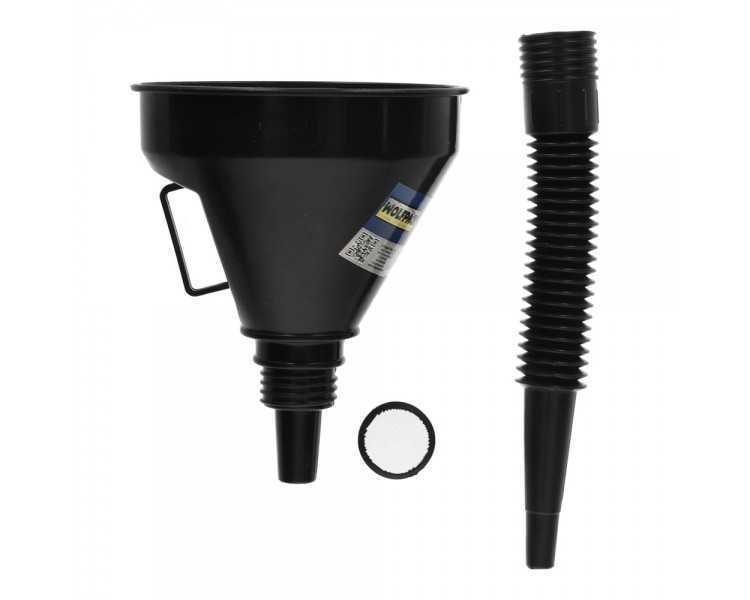 Embudo Boca Ancha Ø 145 mm.Con Prolongador Flexible y Filtro Metalico. Embudo gasoil, embudo gasolina, embudo combustible