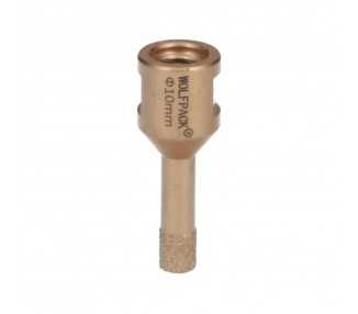 Corona Diamante Para Amoladora Ø 10 mm. Conexión Rosca M14. Corte Seco