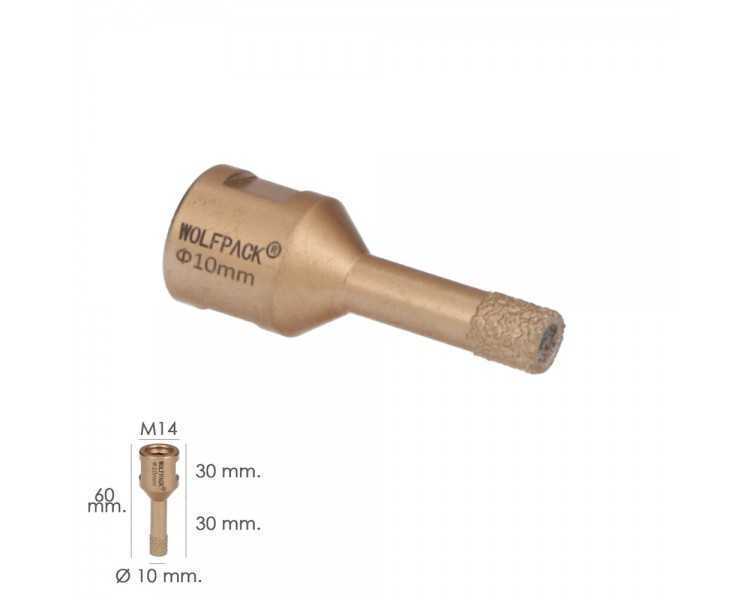 Corona Diamante Para Amoladora Ø 10 mm. Conexión Rosca M14. Corte Seco