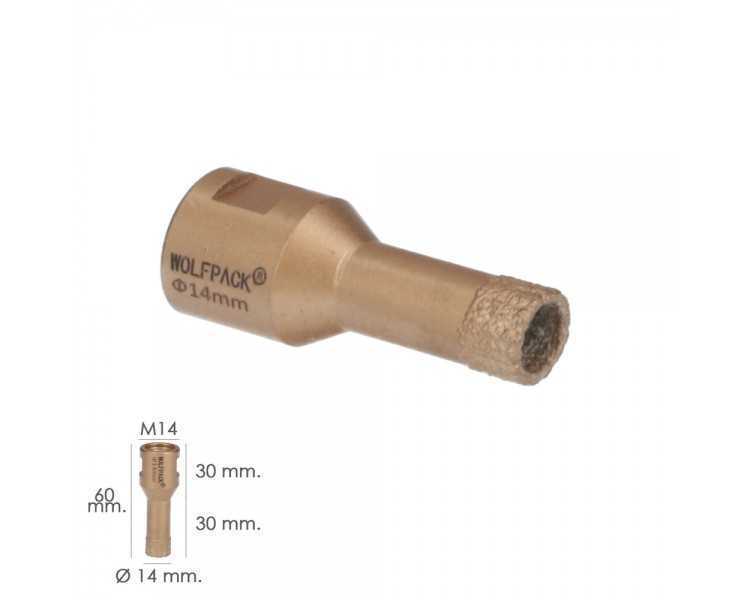 Corona Diamante Para Amoladora Ø 14 mm. Conexión Rosca M14. Corte Seco