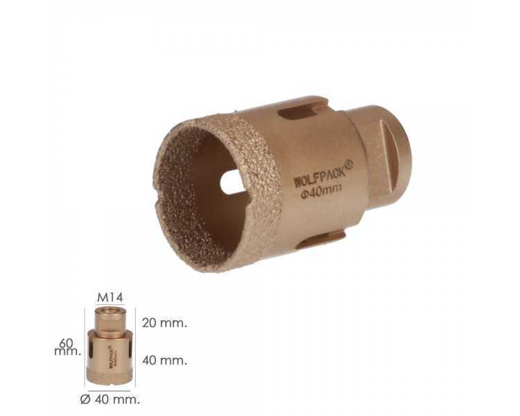 Corona Diamante Para Amoladora Ø 40 mm. Conexión Rosca M14. Corte Seco