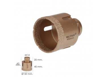 Corona Diamante Para Amoladora Ø 50 mm. Conexión Rosca M14. Corte Seco
