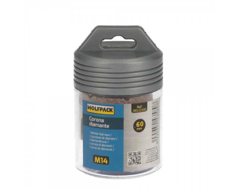 Corona Diamante Para Amoladora Ø 60 mm. Conexión Rosca M14. Corte Seco