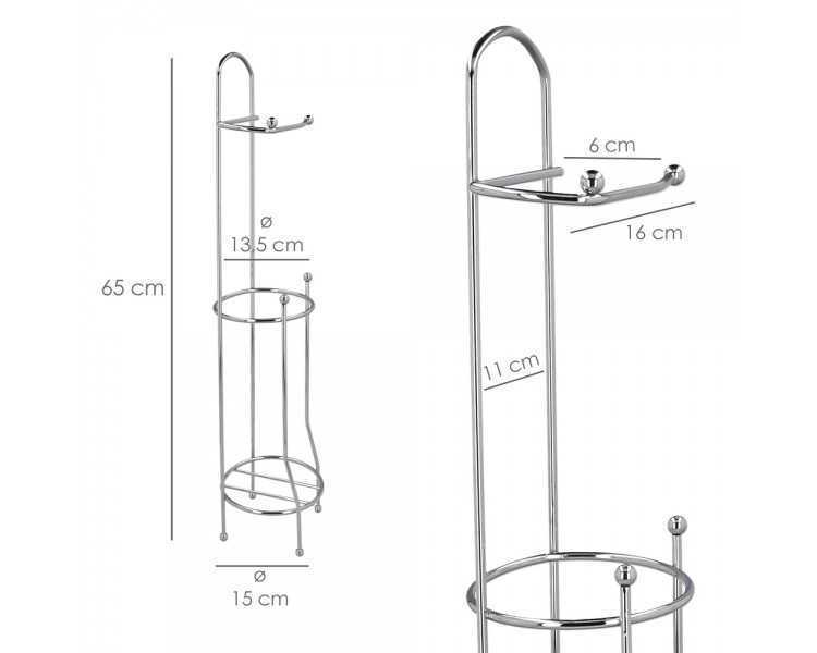 Portarrollos Papel Higienico Vertical Para Baño, Rollos De Reserva, Ø 15 x 65 cm.