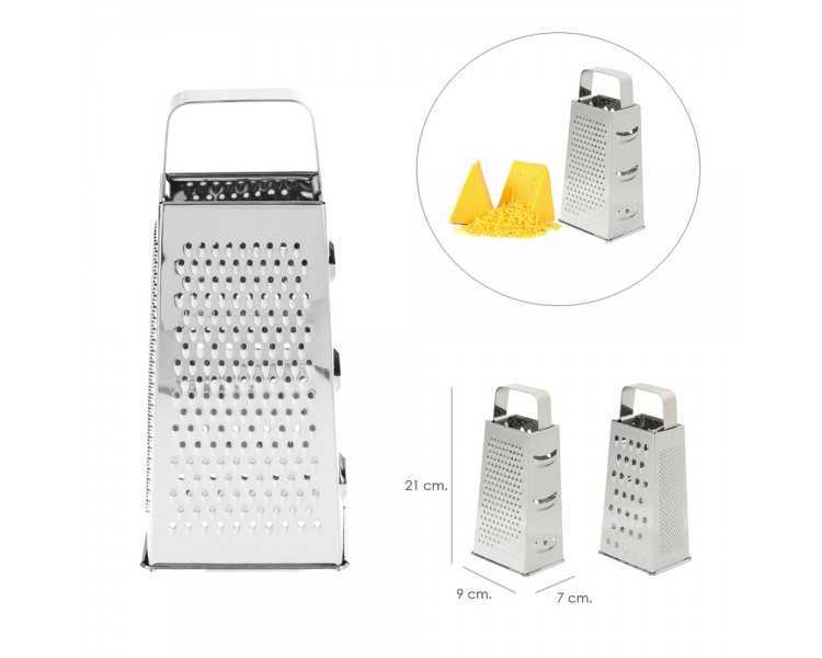Rallador Acero Inoxidable, 4 Cortes Diferentes, Vertical.