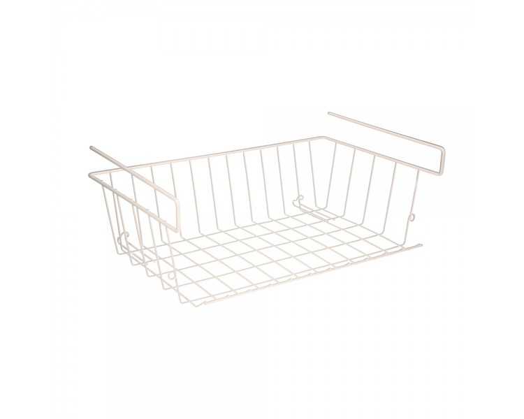 Cesta Bajo Estante Colgante Blanca 39x25x11cm.