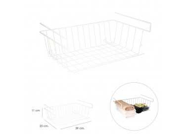 Cesta Bajo Estante Colgante Blanca 39x25x11cm.