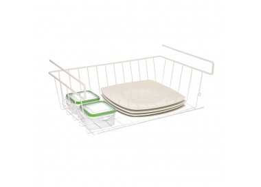 Cesta Bajo Estante Colgante Blanca 39x25x11cm.