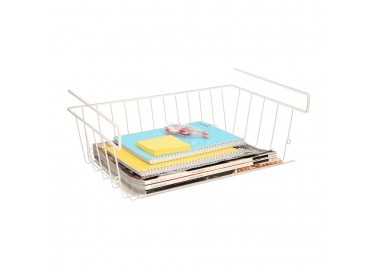 Cesta Bajo Estante Colgante Blanca 39x25x11cm.