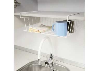 Cesta Bajo Estante Colgante Blanca 39x25x11cm.