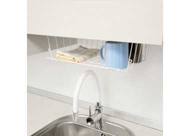 Cesta Bajo Estante Colgante Blanca 39x25x11cm.