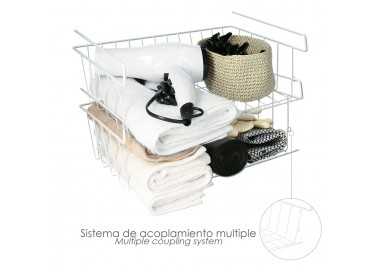 Cesta Bajo Estante Colgante Blanca 39x25x11cm.