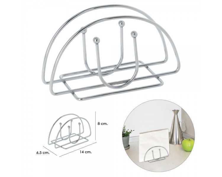 Servilletero Mesa,  Acero Cromado Forma Semicircular Vertical