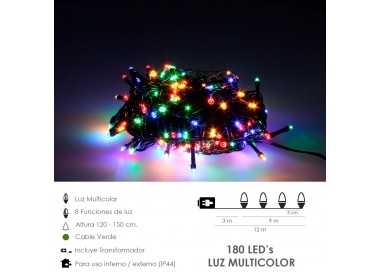 Guirnalda Luces Navidad 500 Leds Multicolor. Luz navidad interiores y exteriores IP44
