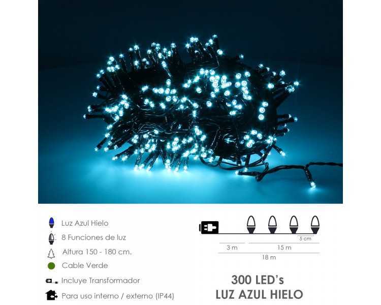 Guirnalda Luces Navidad 300 Leds Color Azul Hielo. Luz Navidad Interiores y Exteriores Ip44