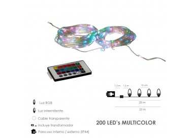 Guirnalda Luces Navidad 200 Leds Multicolor RGB Con Mando Luz Navidad Interiores y Exteriores Ip44