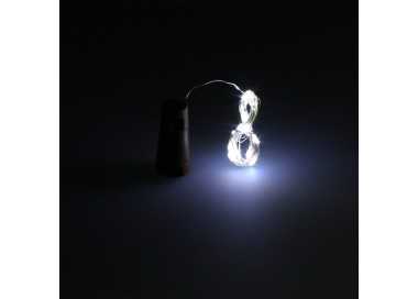 Luces Navidad Guirnalda Led con Tapon 20 Microled Blanco Frio IP20. A Pilas 3 LR44 (Si Incluidas)
