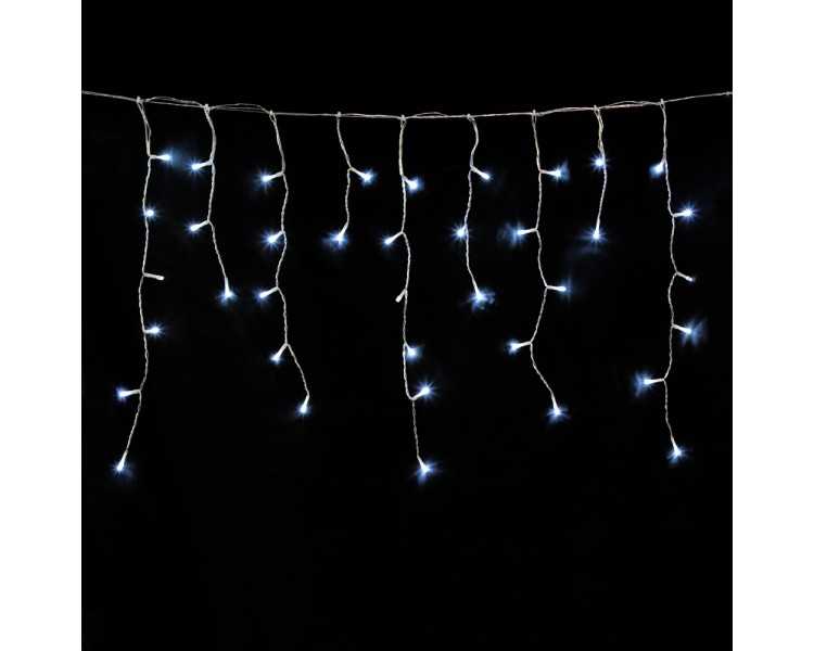 Guirnalda Luces Navidad Cortina 5x1 Metros 182 Leds Blanco Frio. Luz Navidad Interiores y Exteriores Ip44. Cable Transparente