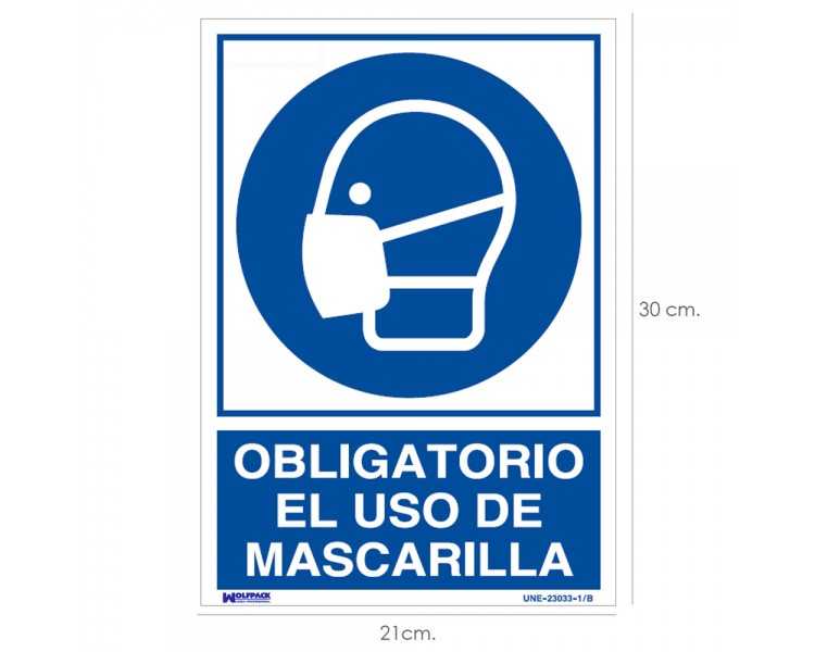 Cartel Obligatorio el Uso de Mascarilla 30x21 cm.