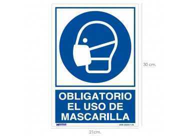 Cartel Obligatorio el Uso de Mascarilla 30x21 cm.
