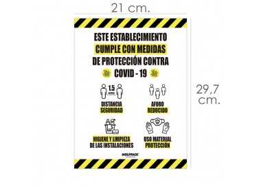 Rotulacion Cartel Cumple Normas Covid19 Adhesivo Tamaño Folio (A4 )