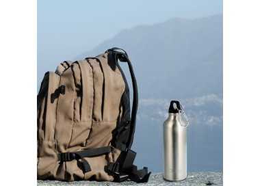 Botella de Agua Aluminio Con mosqueton, Cierre hermetico 500 ml.