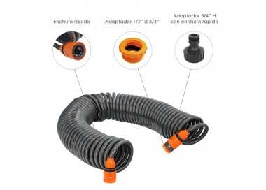 Manguera  Extensible Espiral Autoenroscable Para Riego Jardin Con Conectores 15 Metros