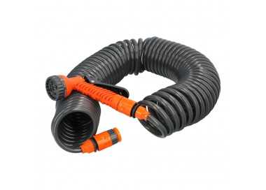 Manguera  Extensible Espiral Autoenroscable Para Riego Jardin 15 MetrosCon Pistola y Conectores