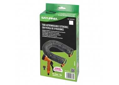 Manguera  Extensible Espiral Autoenroscable Para Riego Jardin 15 MetrosCon Pistola y Conectores